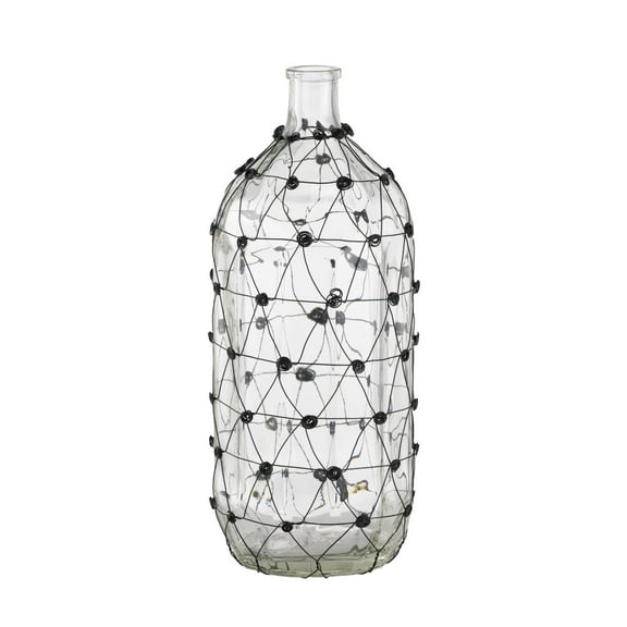 A & B Home Transitional Glass And Wire Vase With Clear And Black Finish 77650