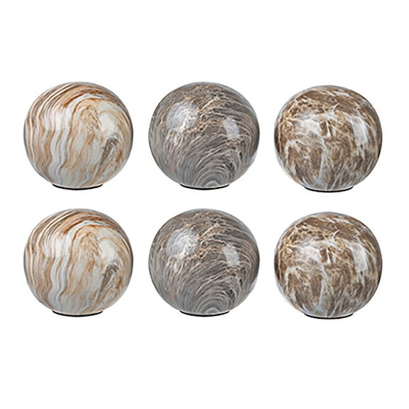 A&B Home Transitional Marbleized Set Of 6 Ball Accents With Brown 2741-DS