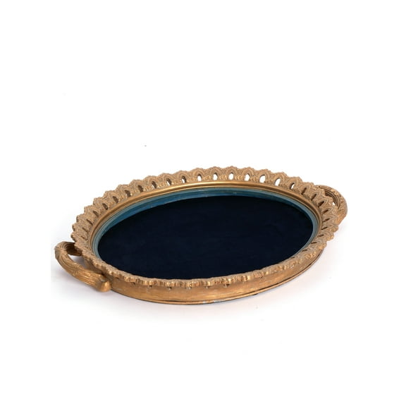 A&B Home Tray - 13" x 1.5" x 9.5" - Black/Gold