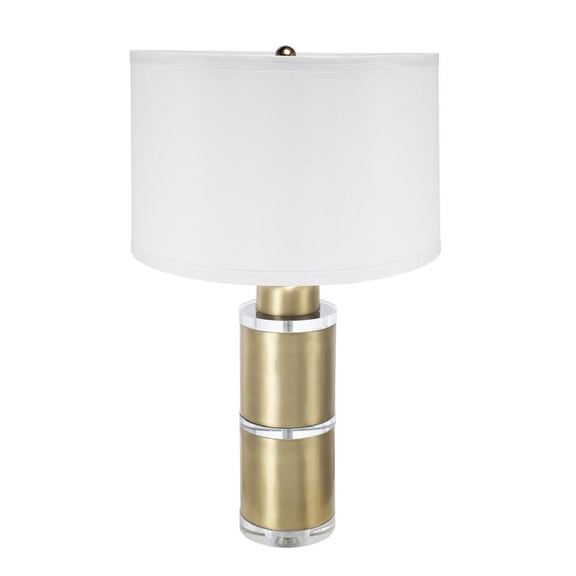 A&B Home Two Toned Cylinder Table Lamp - 15" x 15" x 25.5" - Gold/White