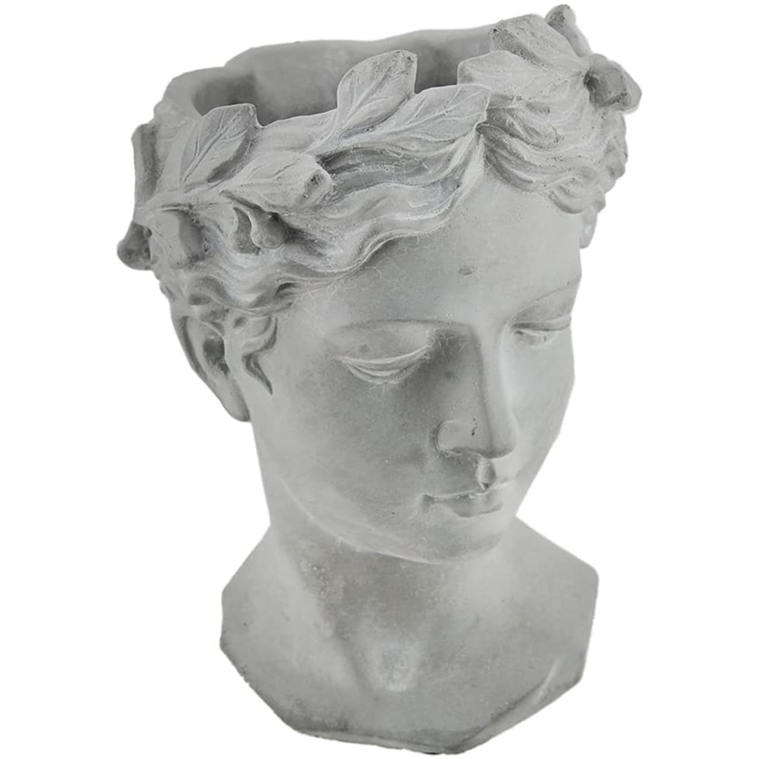 Gray Cement Greek Bust Planter Vase