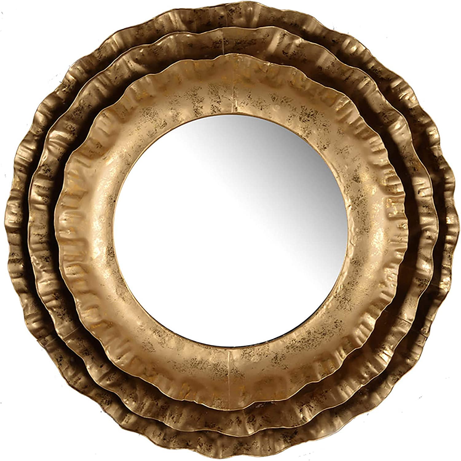 16" Round Gold Metal Frame Decorative Wall Mirror