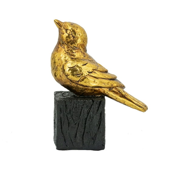 A&B Home Weathered Gold Bird Resin Tabletop Statue 4.5" x 2.6" x 5.9"