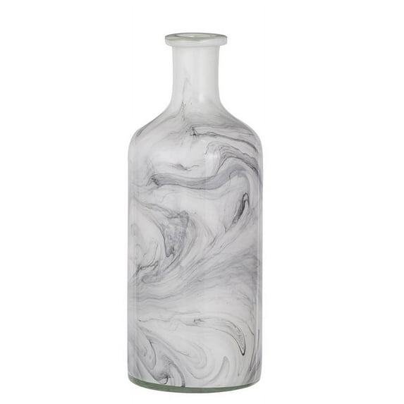 A&B Home White Glass Vase with Black Swirl 5.9" x 5.9" x 15.6"