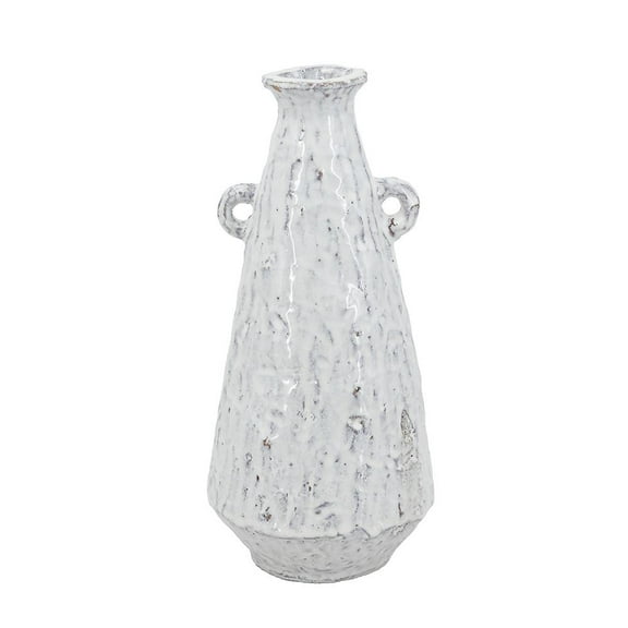 A&B Home White Rustic Tapering Terracotta Vase 5.7" x 5.7" x 11.8"