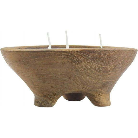 A&B Home Wooden Dough Bowl Soy Candle - Hand Craved Wood Bowl Candle for Table Centerpiece Décor, Living Room Entryway Coffee Table Sideboard Accent Piece, 6" x 6" x 2"