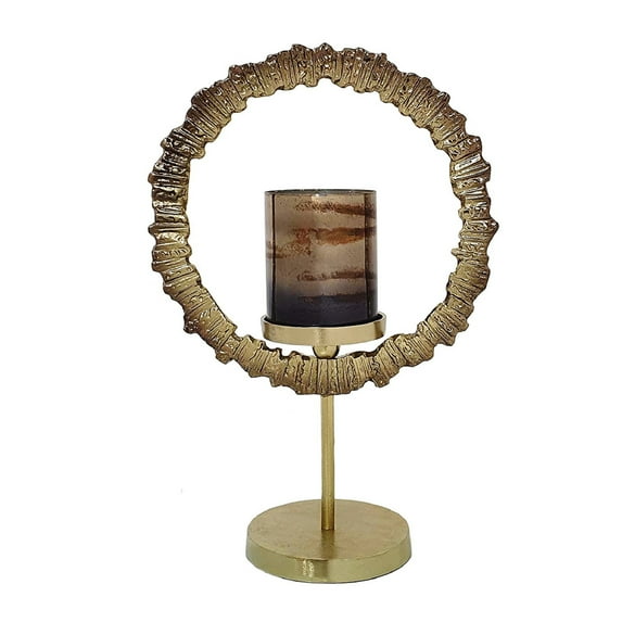 A&B Home Zandros Aluminum Candle Holder - 12"W x 6"L x 18"H - Gold/Grey/Copper