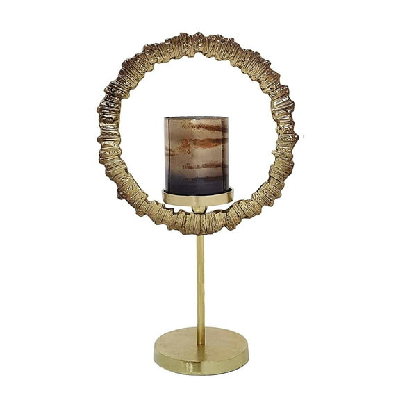 A&B Home Zandros Aluminum Candle Holder - 12"W x 6"L x 20.5"H - Gold/Grey/Copper