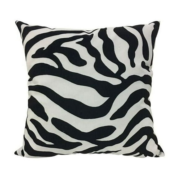 A&B Home Zebra Print Velvet Pillow - 18" x 18" - Black/White