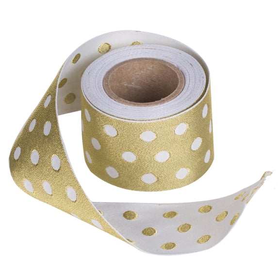 A&B T41919-AB 2" Gold Polka Dot Ribbon