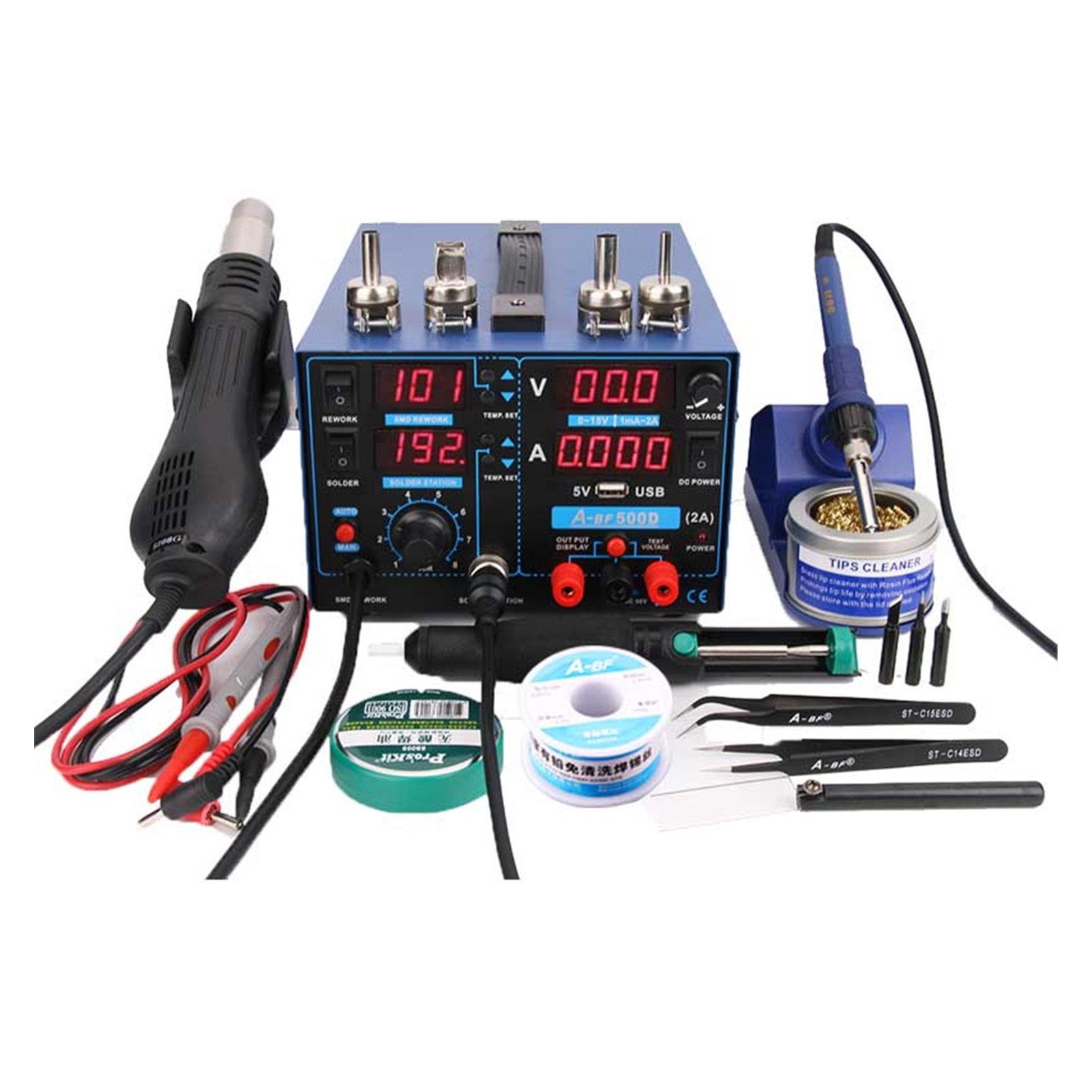 A-BF Rework Digital Soldering Station Upgrade SMD 3-IN-1 Mobile PCB Repair Hot Air Welding Station Power Supply Soldering Iron
