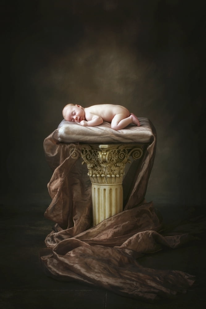 A Baby Asleep On A Pillar Canvas Art - Pete Stec Design Pics (24 x 36)