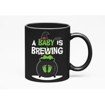 A Baby Is Brewing, Halloween Announcement, Black 11oz Ceramic Mug