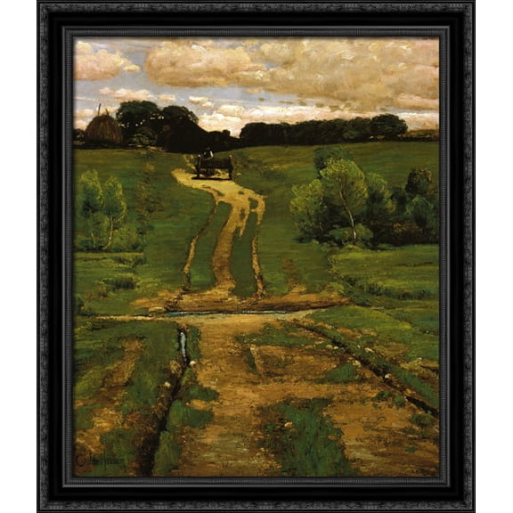 A Back Road 28x34 Large Black Ornate Wood Framed Canvas Art by Childe Hassam