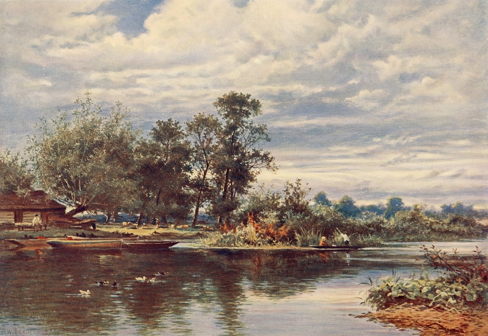 A Backwater on the Thames at Streatley Canvas Art - Benjamin Leader (18 x 24)