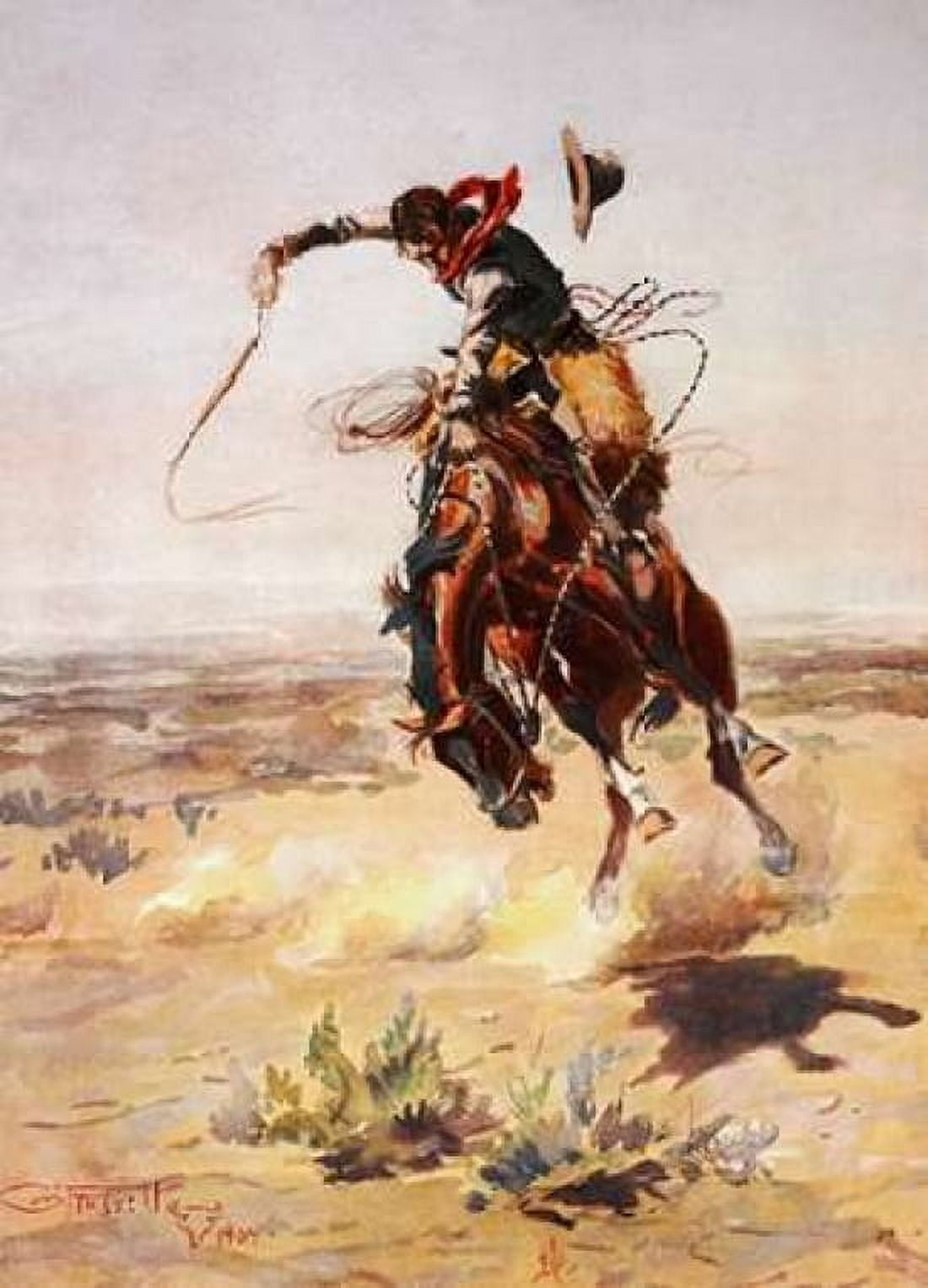 A Bad Hoss 1904 Canvas Art - Charles M Russell (18 x 24)