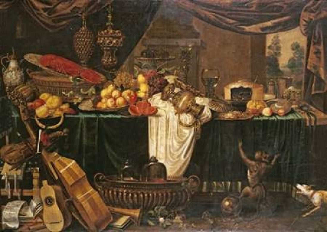 A Banquet Still-Life Canvas Art - Jan Frederick Goiber (20 x 28)