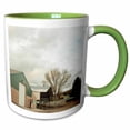 thumbnail image 1 of 3drose, a Barn in Enterprise Near a Home with Trees in Warm Tones, 15oz Two-tone Green Mug, 1 of 6