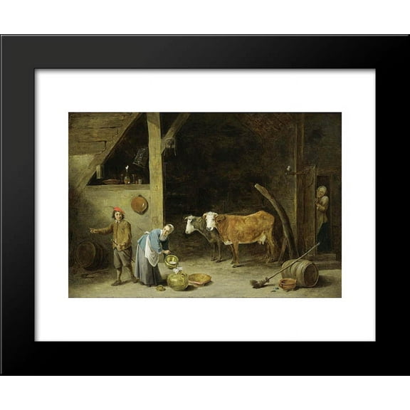 A Barn Interior 20x24 Framed Art Print by David Teniers the Younger