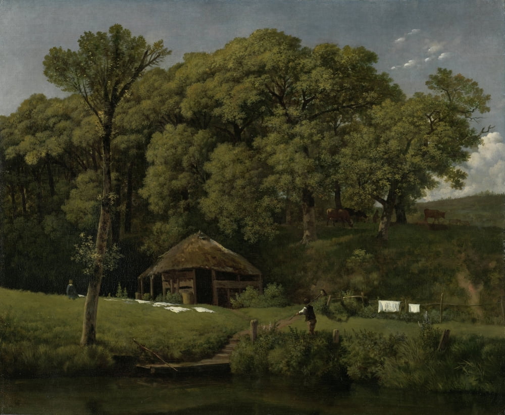 A Barn On The Bank Of A Stream In Gelderland Canvas Art - (24 x 18)