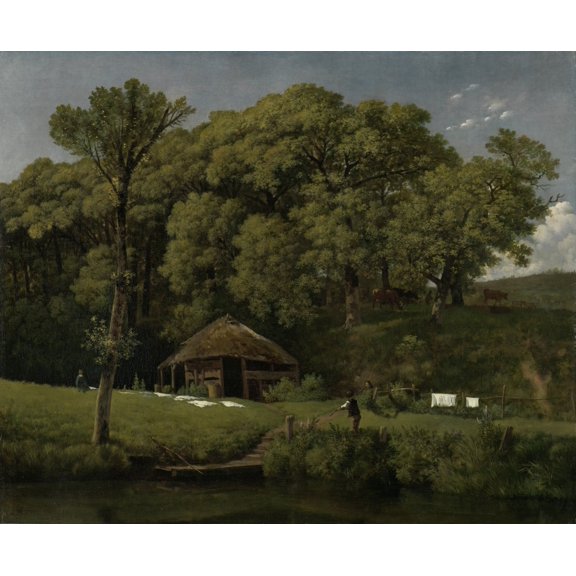 A Barn On The Bank Of A Stream In Gelderland Canvas Art - (24 x 18)