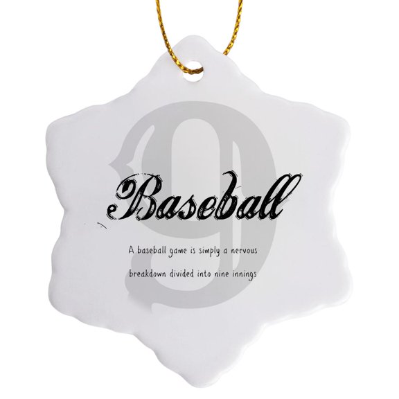 3drose, a Baseball Game Is Simply Nervous Breakdown Broken down into 9 Innings, 3 inch Snowflake Porcelain Ornament