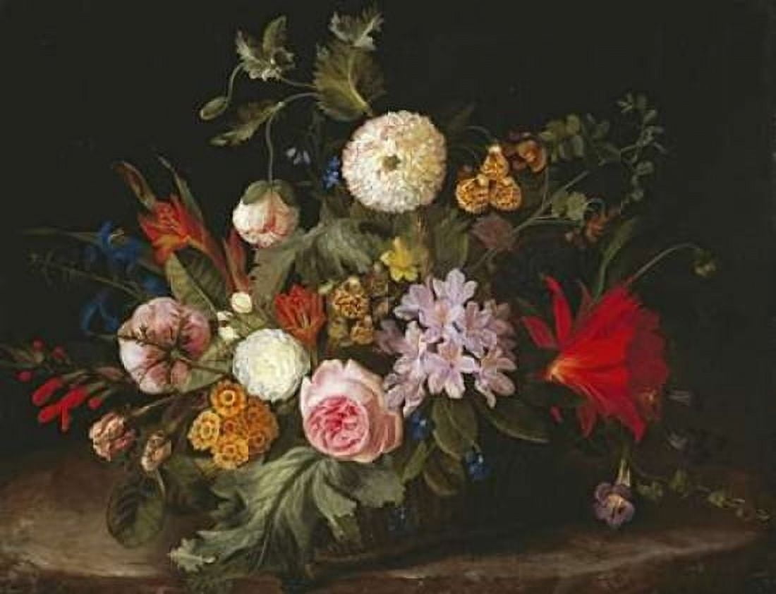 A Basket With Flowers Canvas Art - Laura Margarethen Wittusen (22 x 28)
