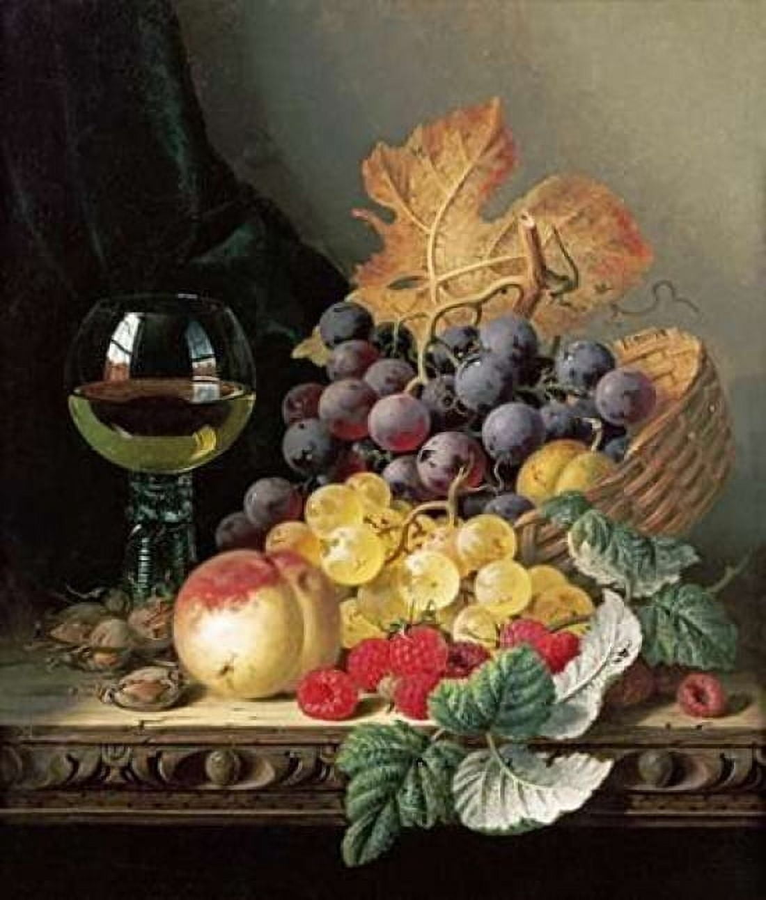 A Basket of Grapes Raspberries Canvas Art - Edward Ladell (24 x 24)