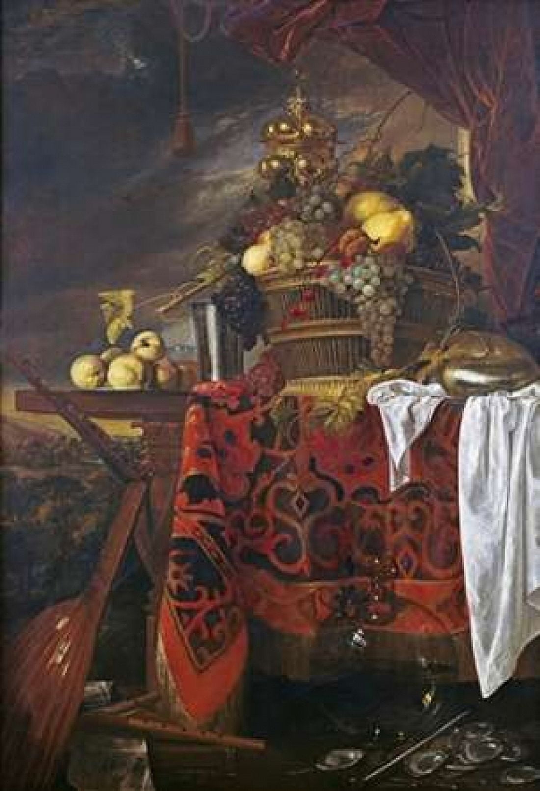 A Basket of Mixed Fruit With Gilt Cup Canvas Art - Jan Davidsz De Heem (20 x 28)