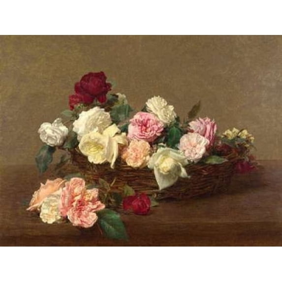 A Basket of Roses Poster Print by Henri Fantin-Latour (22 x 28)