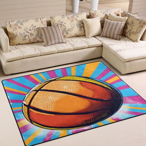 A Basketball Area Rug Washable 80 x 58 Floor Carpet Mat Non Slip for Bedroom Living Room Home Decor