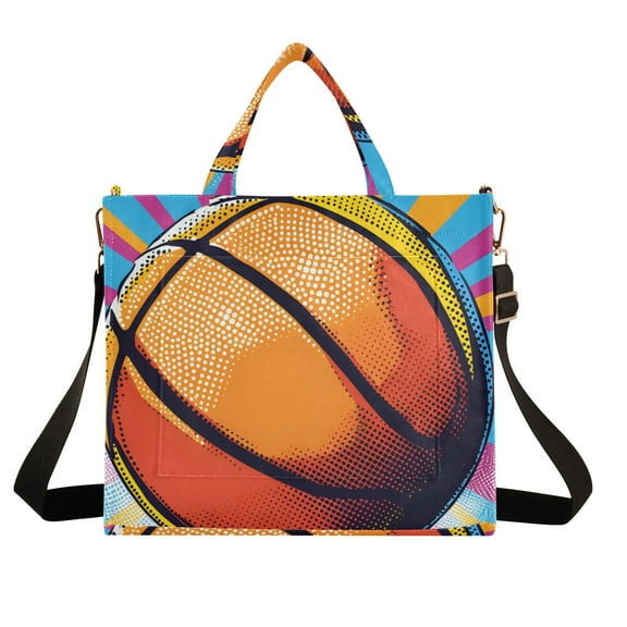 A Basketball Corduroy Tote Bag Handbag Large Messenger Bag Shoulder Crossbody Zipper Bag Purse