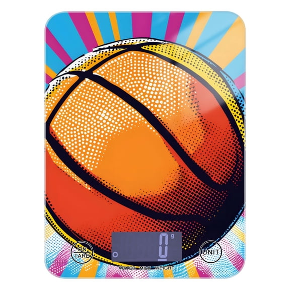 A Basketball Food Scale Digital Kitchen Scale Waterproof Tempered Glass Tare Function 11 lb for Baking Cooking Meal Prep