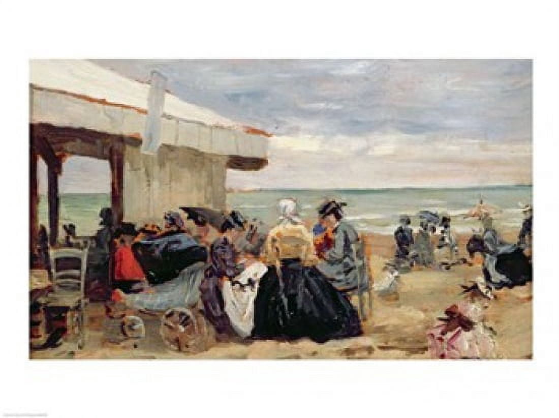 A Beach Scene Canvas Art - Eugene louis Boudin (24 x 18)
