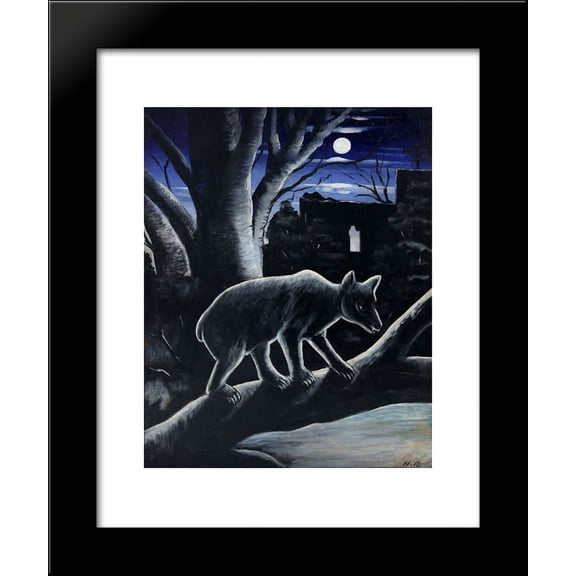A Bear in a Moon Night 20x24 Framed Art Print by Pirosmani, Niko