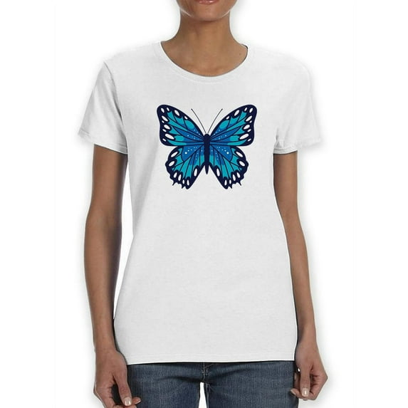A Beautiful Blue Butterfly Women T-Shirt, Female x-Large