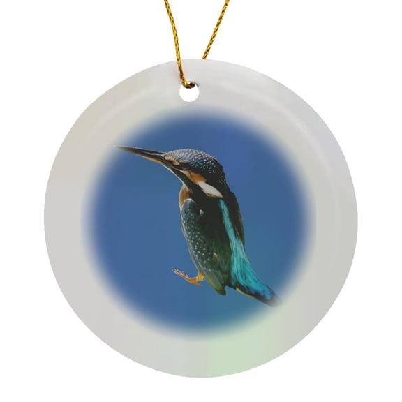 3drose, a Beautiful Diving Water Bird Vector, Circle Porcelain Ornament