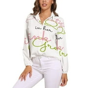 INKFW24 A Beautiful Queen in Her Pink And Green Long Sleeve Blouse Woman Streetwear Casual Shirts Summer Oversize Woman Streetwear Clothing Birthday Present