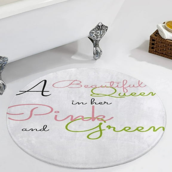 A Beautiful Queen in Her Pink And Green Round Carpet Circle Rug Outdoor Patio Area Rug Washable Large Area Rugs Hallway Room Decor Fitness Mats