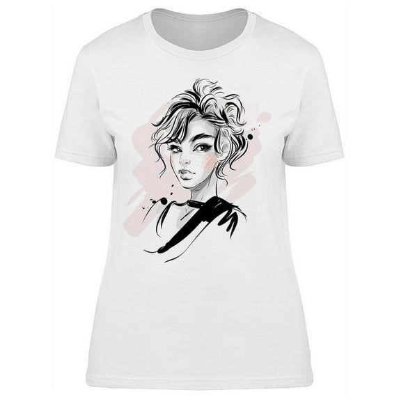 A Beautiful Woman Hand Drawn T-Shirt Women -Image by Shutterstock, Female Large