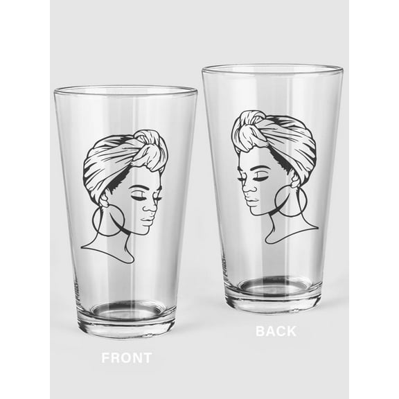 A Beautiful Woman Portrait Pint Glass -SPIdeals Designs, 16 oz Transparent Glass