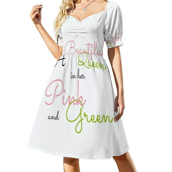 A Beautiful in her Pink and Green | AKA Inspired | HBCU Sleeveless Dress elegant dresses plus sizes