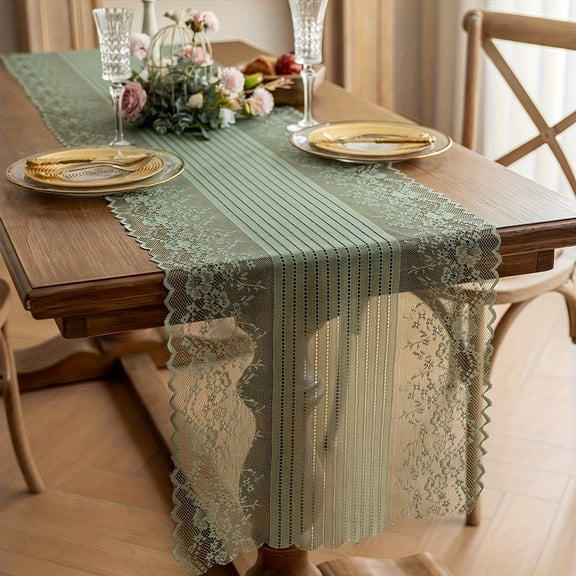 A Beautifully Crafted Lace Table Runner in an Elegant French Style, Available in Multiple Sizes, Perfect for Weddings, Banquets, Festive Celebrations