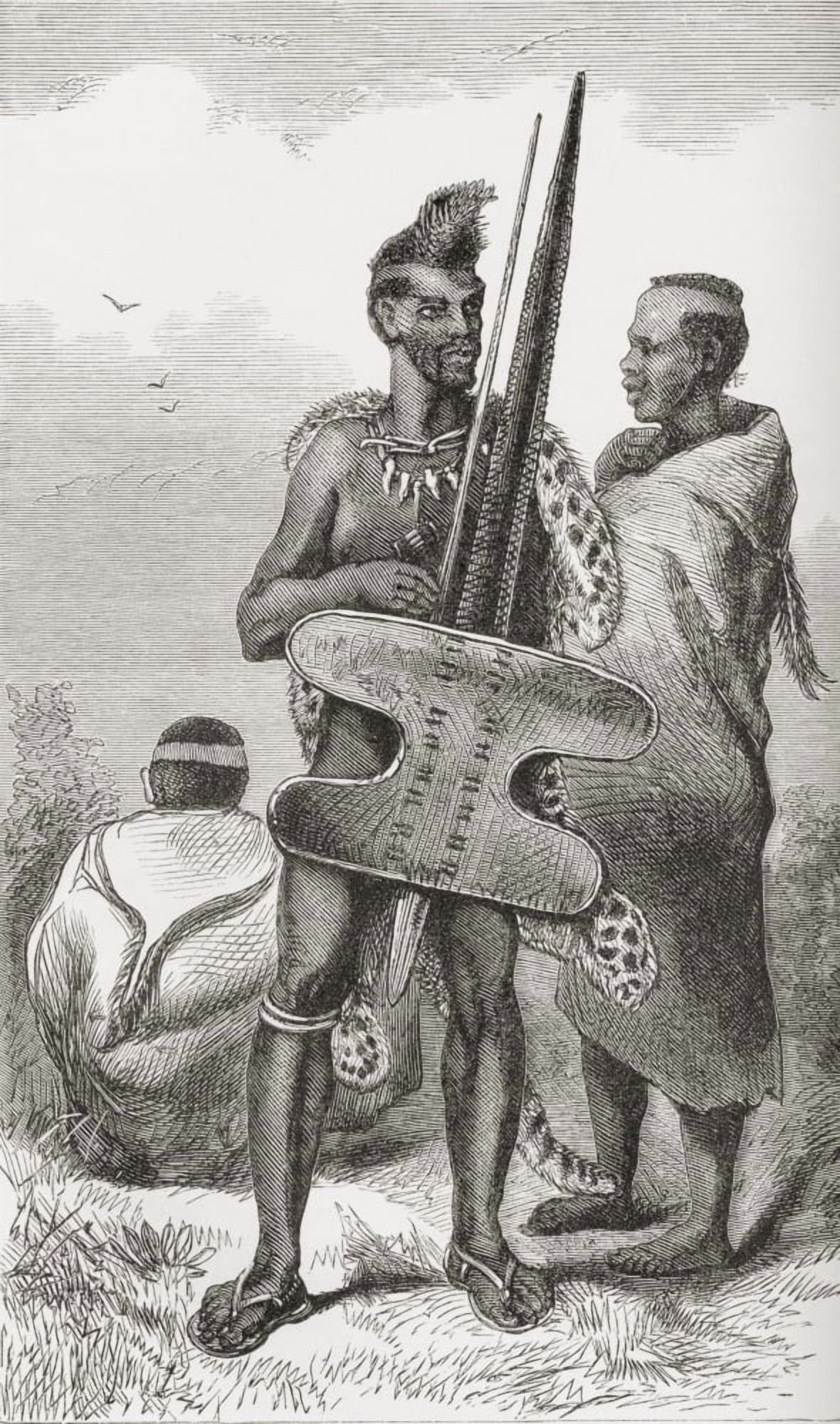 A Bechuana Warrior In The 19Th Century From Africa By Keith Johnston Published 1884 Canvas Art - Ken Welsh Design Pics (11 x 19)
