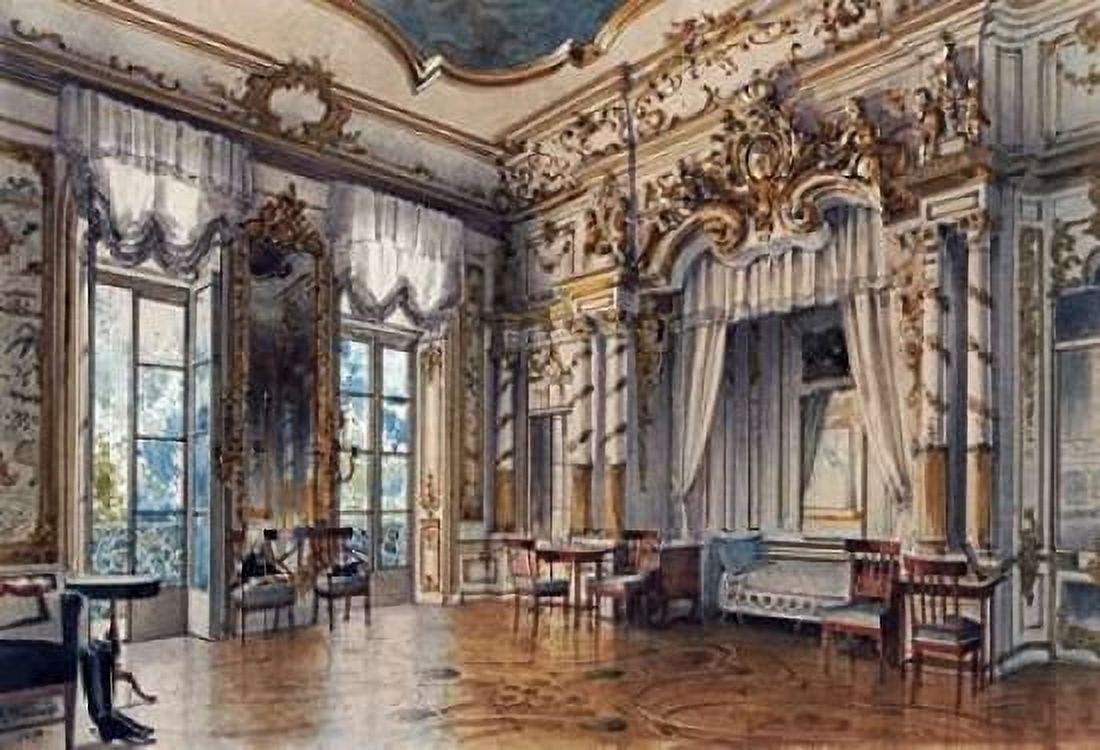 A Bedroom In The Tzars Palace St Petersburg Canvas Art - Luigi Premazzi (20 x 28)