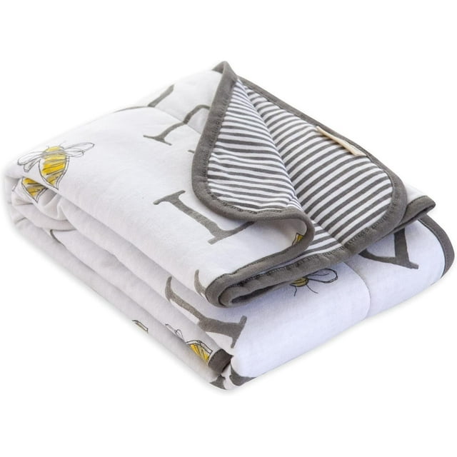 A-Bee-C Reversible Jersey Blanket - Charcoal - One Size