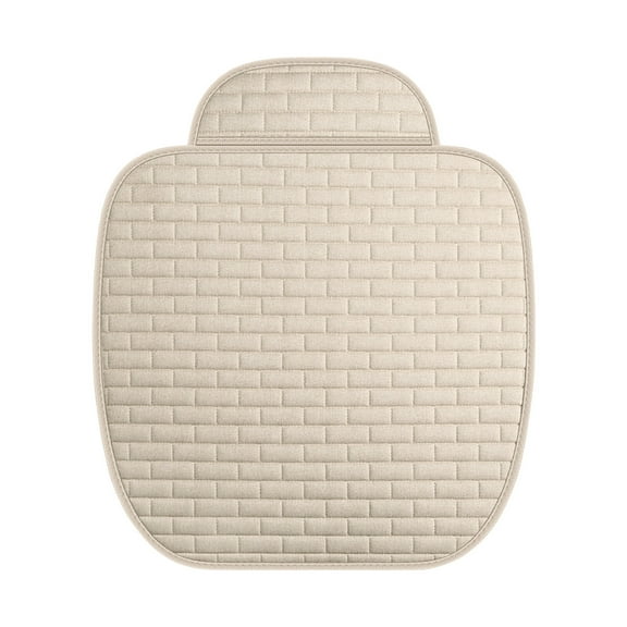 A Beige Car Linen Seat Cushion Single Seat Summer Ventilated Breathable Cool Pad All Season Use Honeycomb Mesh Structure For Sedan Suv Vehicles