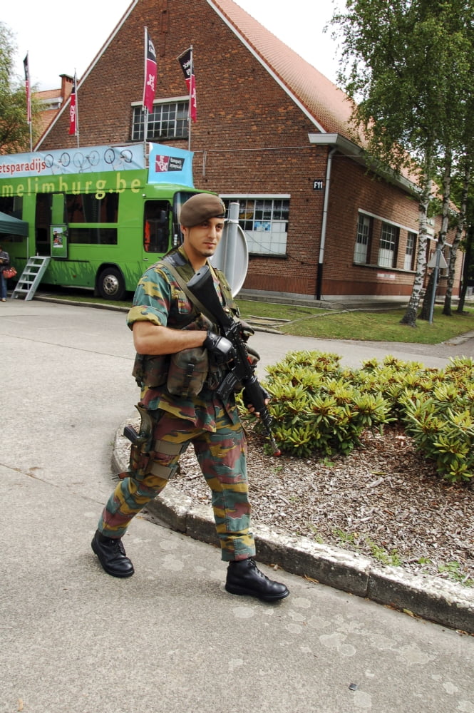 A Belgian soldier on patrol Canvas Art - Luc De JaegerStocktrek Images (23 x 34)