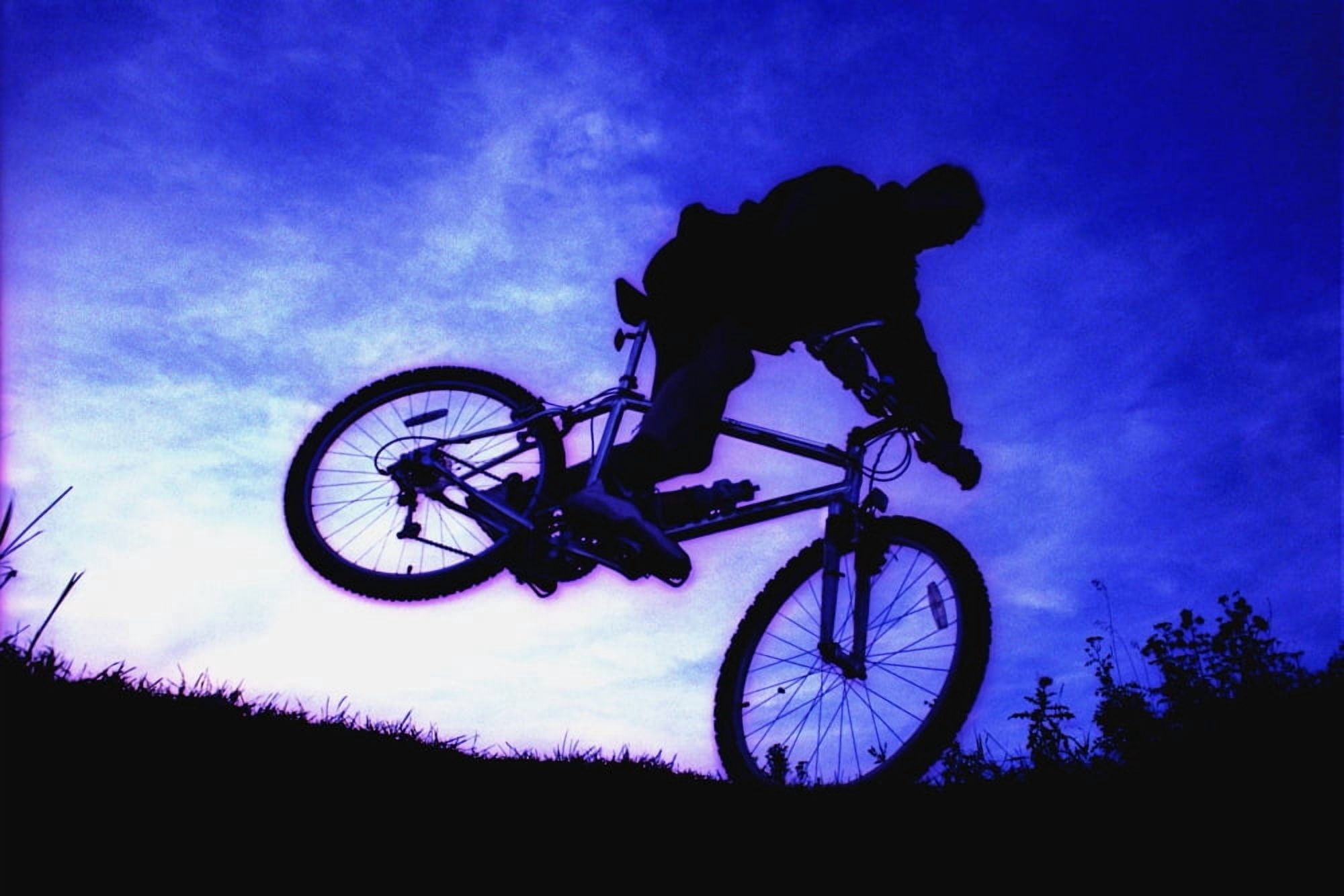A Bicycle Stunt Canvas Art - Corey Hochachka Design Pics (34 x 22)