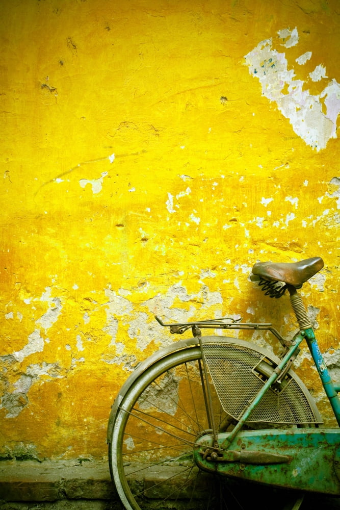 A Bike Leaning Against A Wall HanoiVietnam Canvas Art - David DuChemin Design Pics (24 x 38)